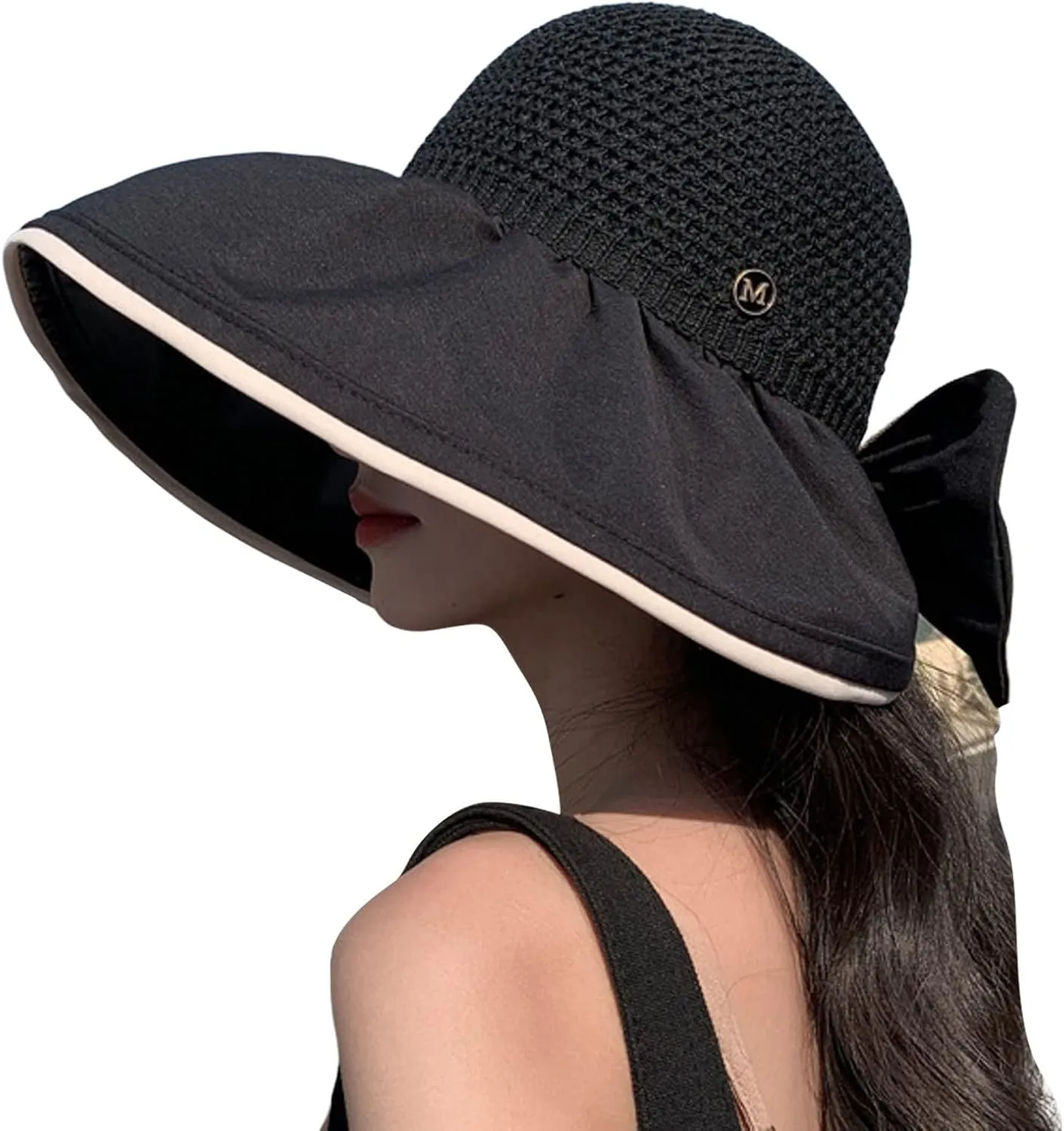 Women's Solid Colors Bucket Hat Wide Brim Mesh Breathable Sun Hats Beach Vacation Travel Visor Hat