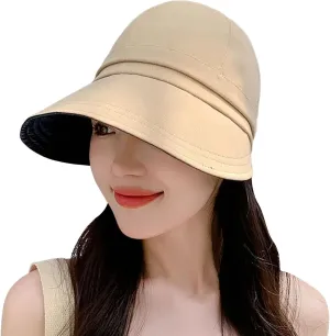 Women's Solid Colors Visor Hat Summer Wide Brim Sun Hats Casual Outdoor Hiking Travel Beach Bucket Hat