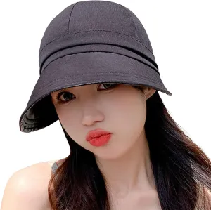 Women's Solid Colors Visor Hat Summer Wide Brim Sun Hats Casual Outdoor Hiking Travel Beach Bucket Hat
