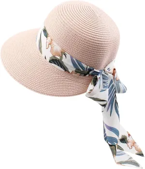 Womens Summer Wide Brim Hawaiian Straw Sun Hat Fashion UPF 50  Lightweight Foldable Bow Knot Beach Travel Hats
