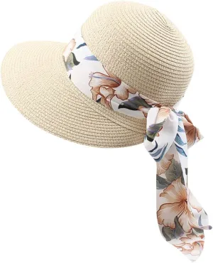 Womens Summer Wide Brim Hawaiian Straw Sun Hat Fashion UPF 50  Lightweight Foldable Bow Knot Beach Travel Hats