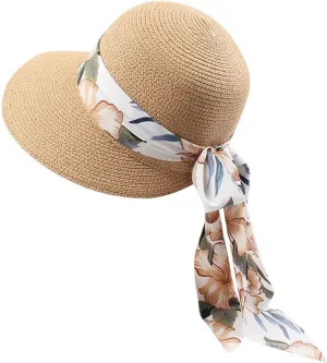 Womens Summer Wide Brim Hawaiian Straw Sun Hat Fashion UPF 50  Lightweight Foldable Bow Knot Beach Travel Hats