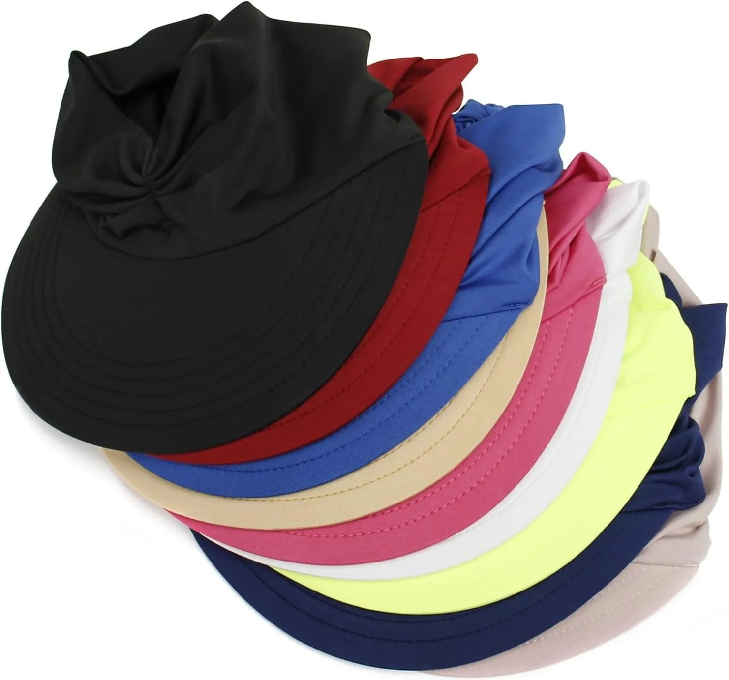 Women's Sun Visor Hat Beach Wide Brim UV Protection Cap with Ponytail Outdoor Sports Beach Golf Hiking Empty Top Hat