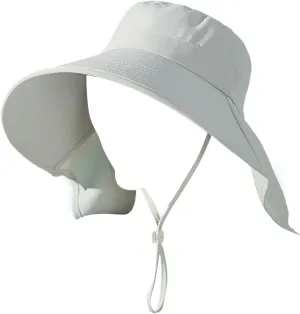 Womens Wide Brim Ponytail Hole Hats Sun Protection Hat UPF 50  Foldable Hiking Caps with Neck Flap Safari Cap with Flaps