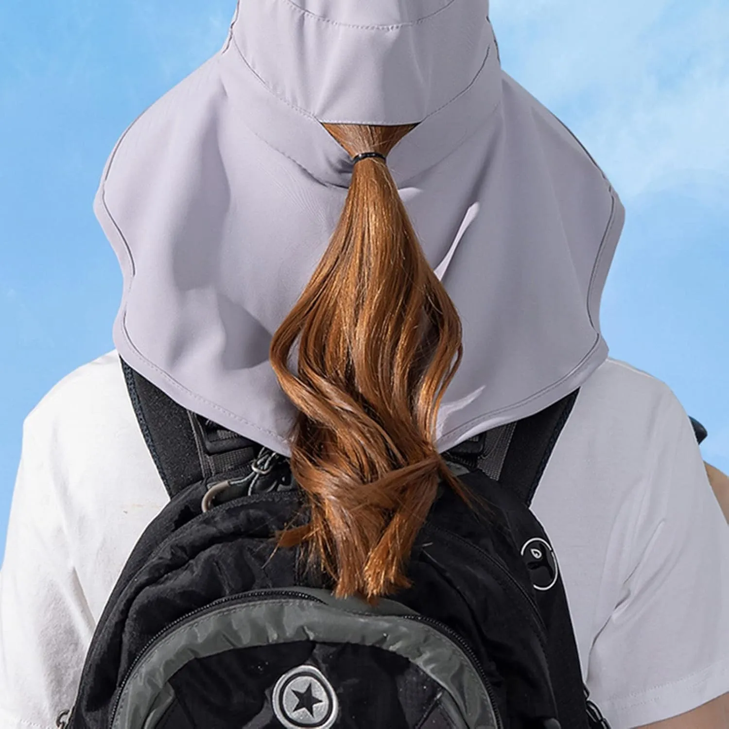 Womens Wide Brim Ponytail Hole Hats Sun Protection Hat UPF 50  Foldable Hiking Caps with Neck Flap Safari Cap with Flaps
