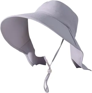 Womens Wide Brim Ponytail Hole Hats Sun Protection Hat UPF 50  Foldable Hiking Caps with Neck Flap Safari Cap with Flaps
