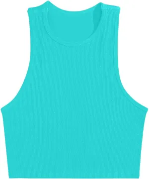 Womens Workout Tank Tops Trendy Summer Ribbed Knit Basic Blouses Casual Athletic Yoga Elastic Slim Fit Shirts