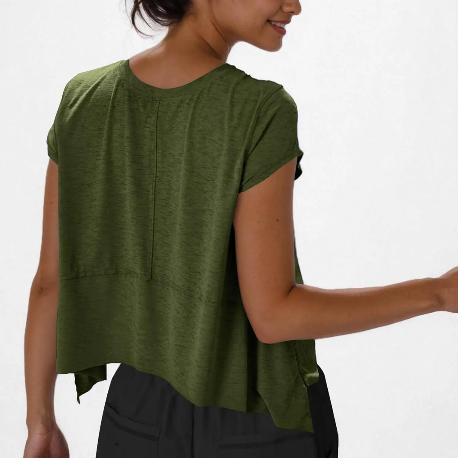 Workout Tops for Women Summer Short Sleeve Athletic T Shirts Oversized Loose Running Yoga Quick Dry Soft Crew Neck Tees