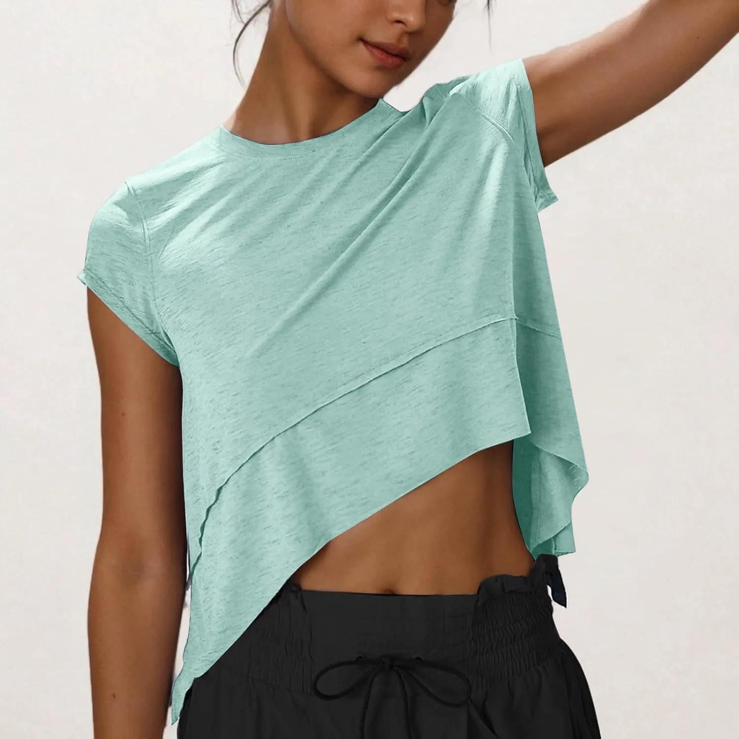 Workout Tops for Women Summer Short Sleeve Athletic T Shirts Oversized Loose Running Yoga Quick Dry Soft Crew Neck Tees