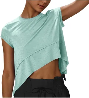 Workout Tops for Women Summer Short Sleeve Athletic T Shirts Oversized Loose Running Yoga Quick Dry Soft Crew Neck Tees