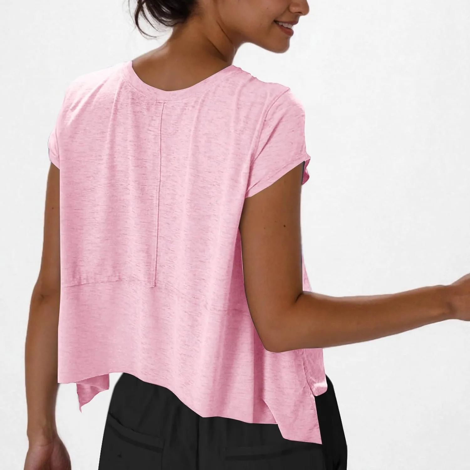 Workout Tops for Women Summer Short Sleeve Athletic T Shirts Oversized Loose Running Yoga Quick Dry Soft Crew Neck Tees