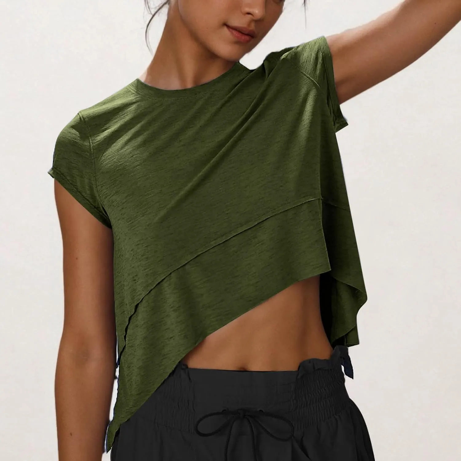 Workout Tops for Women Summer Short Sleeve Athletic T Shirts Oversized Loose Running Yoga Quick Dry Soft Crew Neck Tees