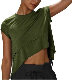 Workout Tops for Women Summer Short Sleeve Athletic T Shirts Oversized Loose Running Yoga Quick Dry Soft Crew Neck Tees