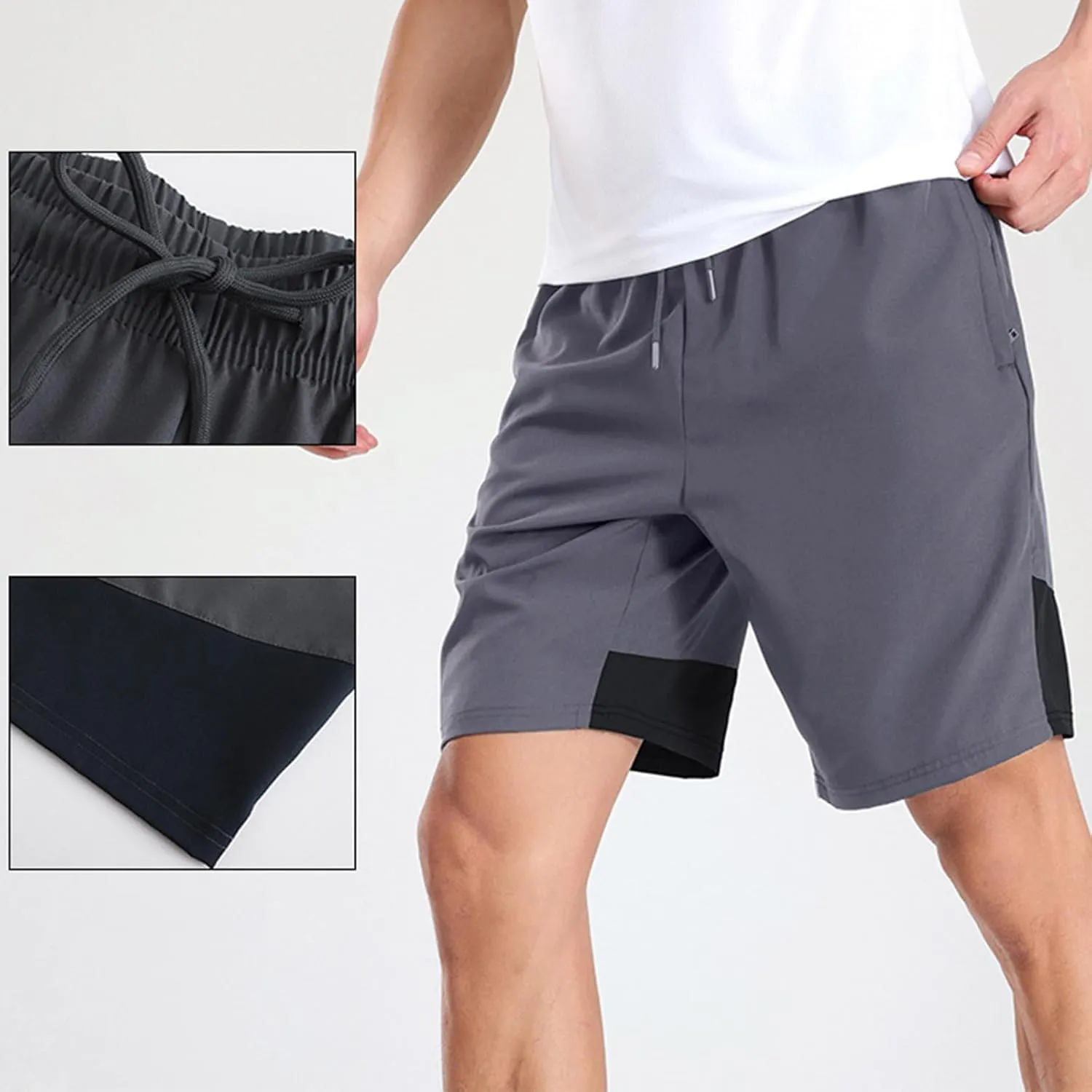 Xiaojmake Mens 7" Pursuit Running Shorts Quick Dry Athletic Short with Zipper Pockets Short Unlined Workout Running Shorts