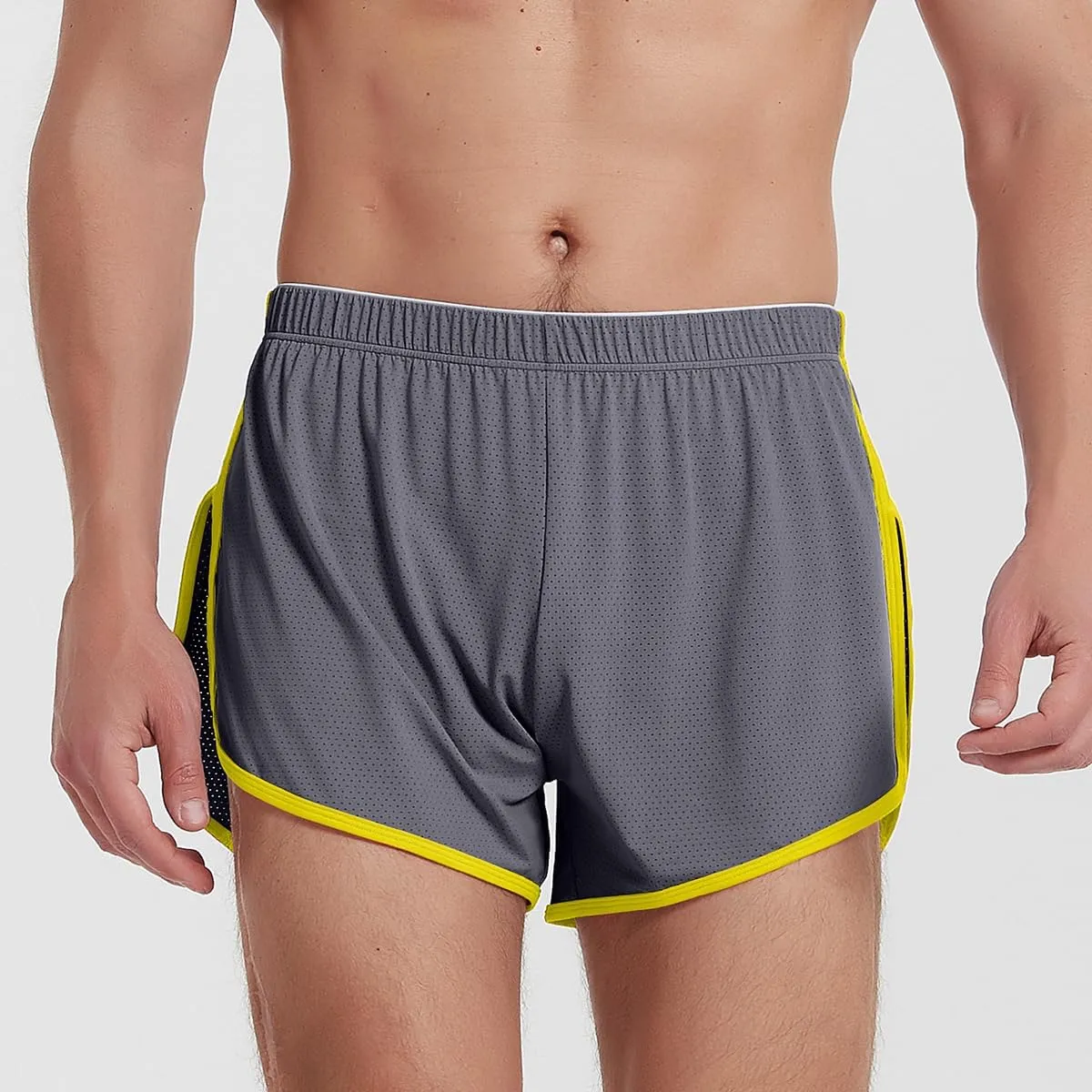 YINYOUYU Mens Running Shorts Gym Athletic Workout Bodybuilding Short Shorts