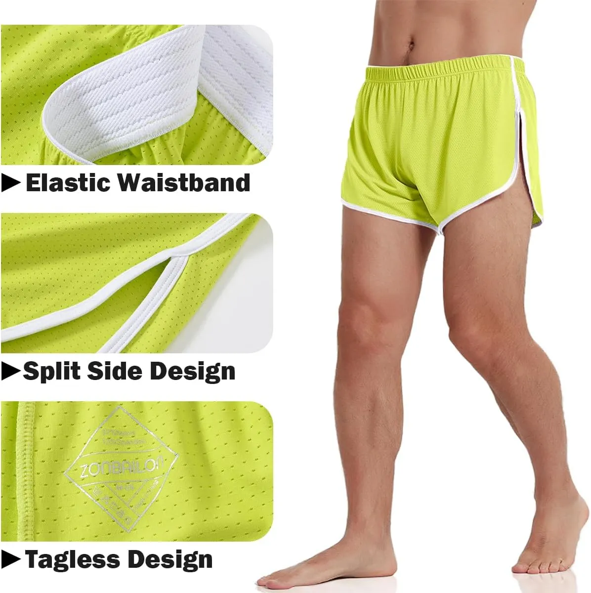 YINYOUYU Mens Running Shorts Gym Athletic Workout Bodybuilding Short Shorts