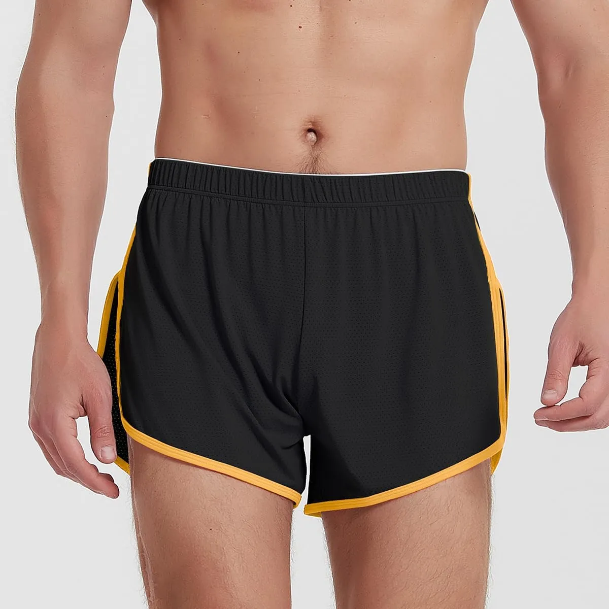 YINYOUYU Mens Running Shorts Gym Athletic Workout Bodybuilding Short Shorts