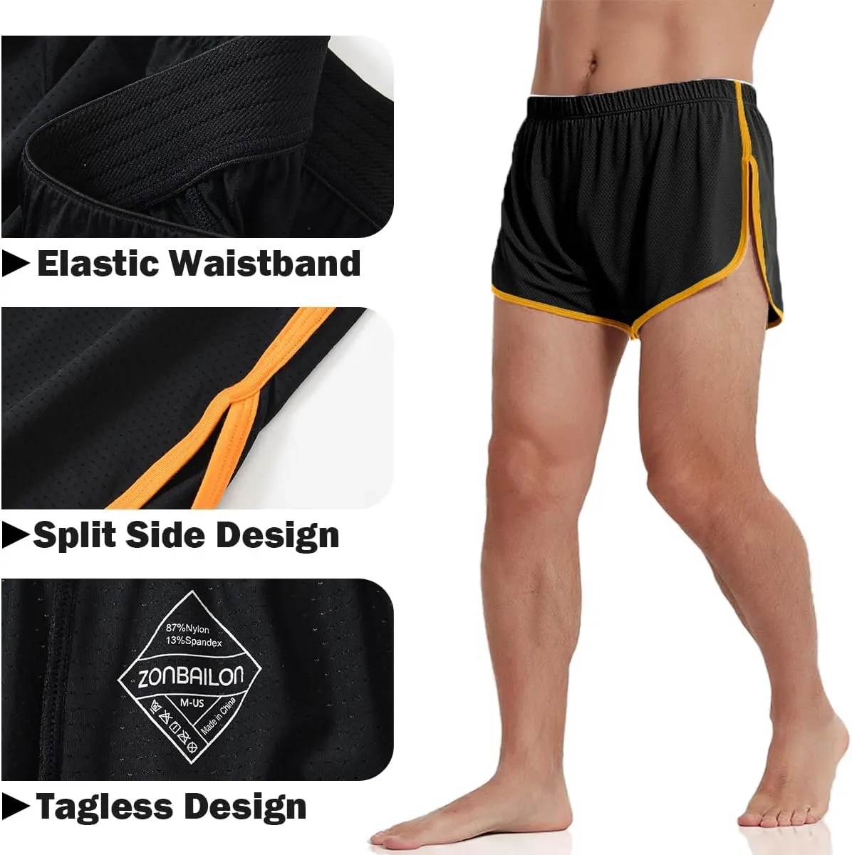 YINYOUYU Mens Running Shorts Gym Athletic Workout Bodybuilding Short Shorts