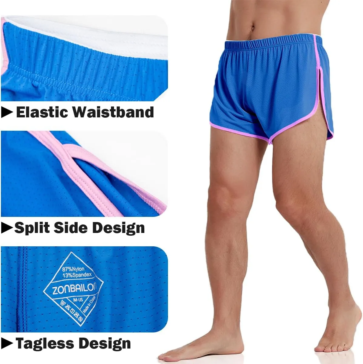 YINYOUYU Mens Running Shorts Gym Athletic Workout Bodybuilding Short Shorts