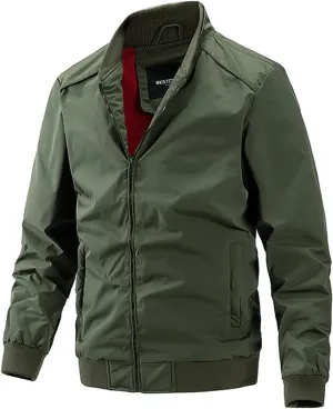 Ymosrh Men's Business Casual Jackets Windbreaker Water Resistant Casual Work Dress Zip Up Varsity Coat Jackets, XXL-5XL