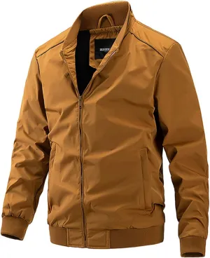 Ymosrh Men's Business Casual Jackets Windbreaker Water Resistant Casual Work Dress Zip Up Varsity Coat Jackets, XXL-5XL