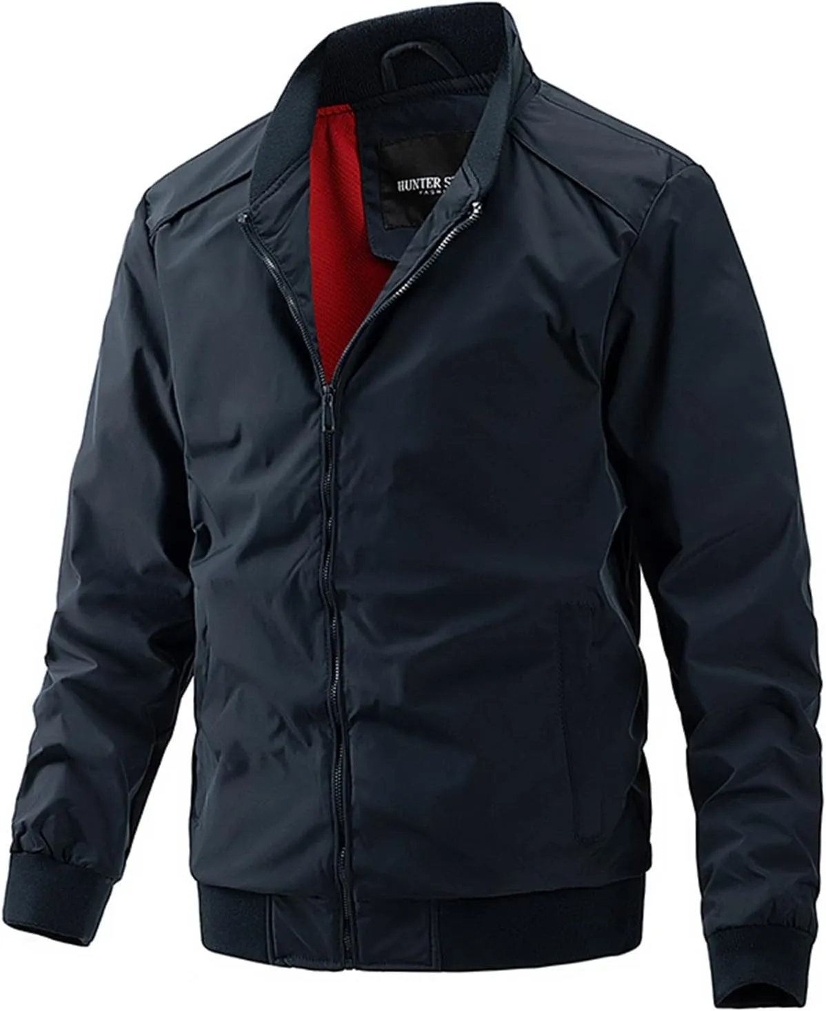 Ymosrh Men's Business Casual Jackets Windbreaker Water Resistant Casual Work Dress Zip Up Varsity Coat Jackets, XXL-5XL