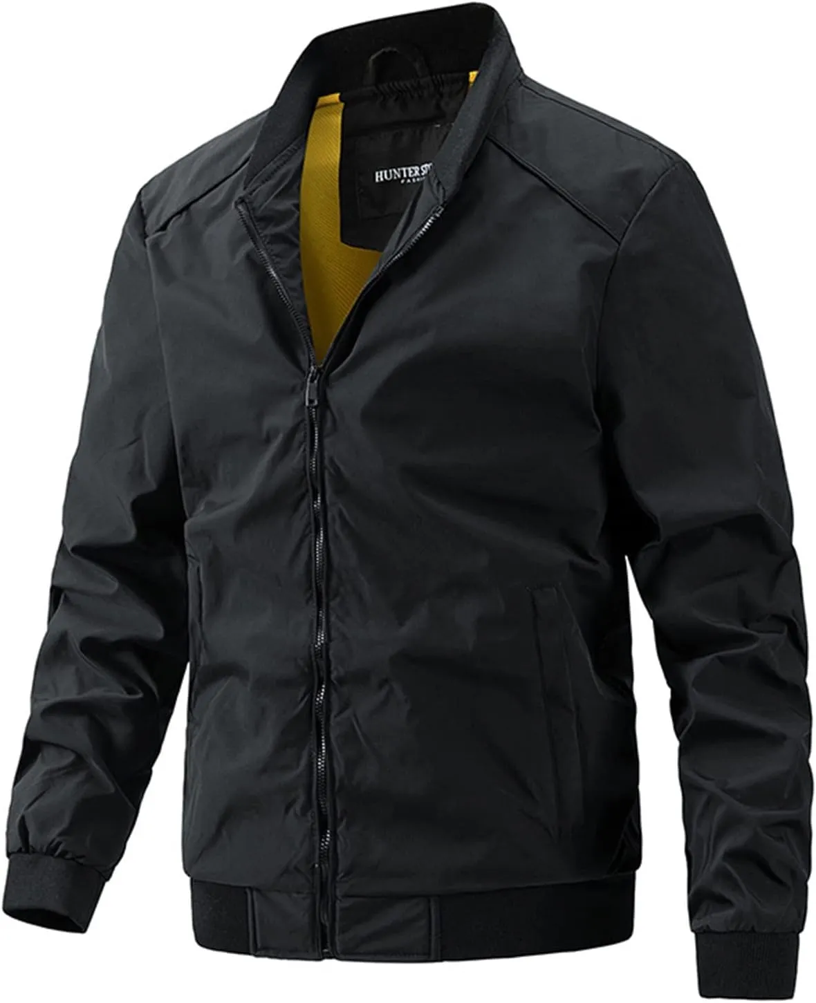 Ymosrh Men's Business Casual Jackets Windbreaker Water Resistant Casual Work Dress Zip Up Varsity Coat Jackets, XXL-5XL