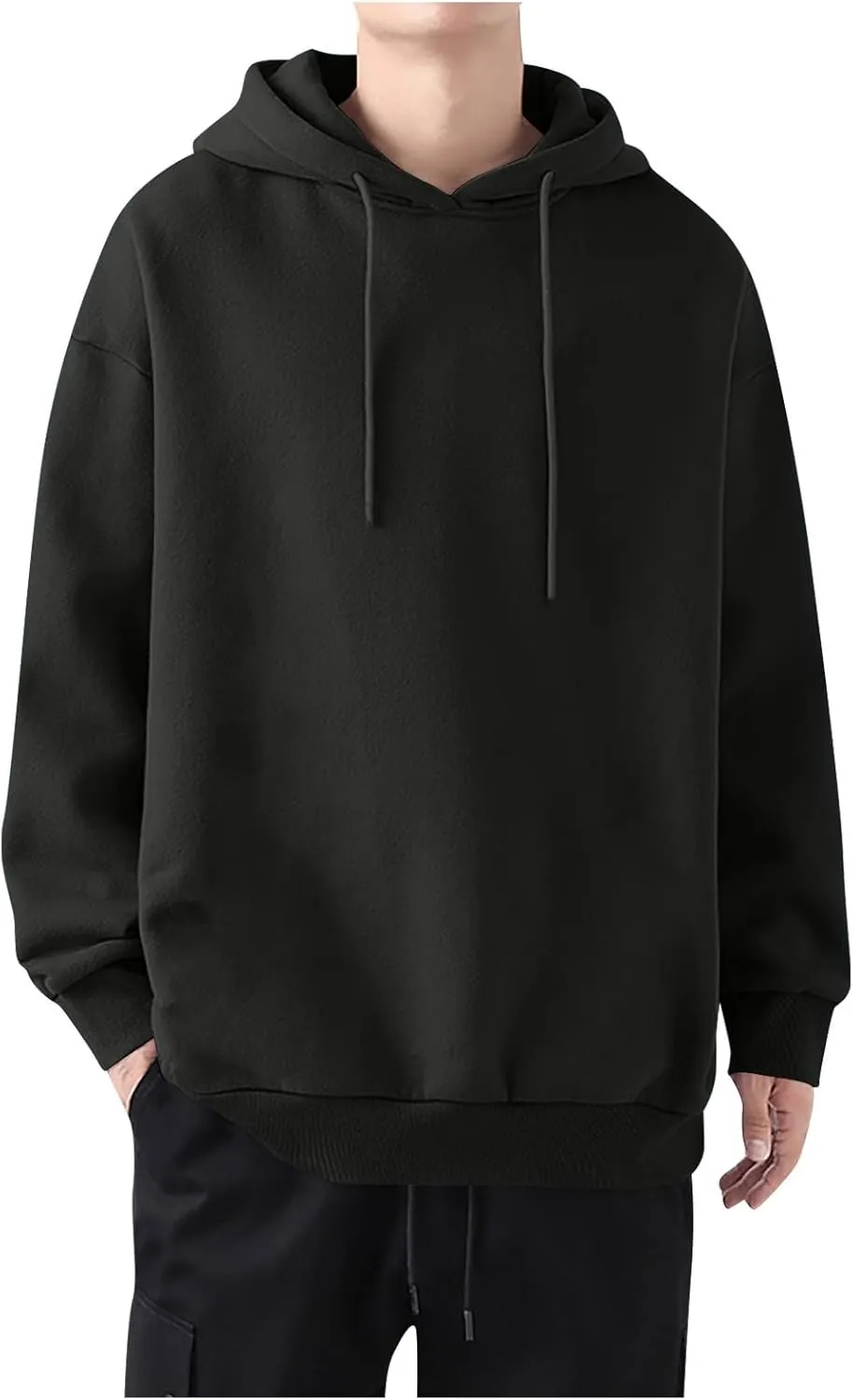Ymosrh Mens Sports Hoodies Solid Color Long Sleeve Drawstring Casual Workout Pullover Sweatshirt with Hood Pullovers