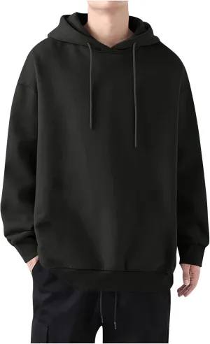 Ymosrh Mens Sports Hoodies Solid Color Long Sleeve Drawstring Casual Workout Pullover Sweatshirt with Hood Pullovers