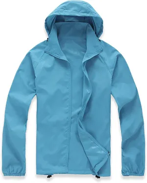 Ymosrh Men's Work Jackets Lightweight Waterproof Windbreaker Rain Jacket Packable with Hood for Hiking Travel, XS-3XL