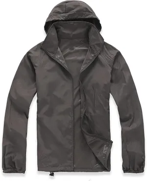 Ymosrh Men's Work Jackets Lightweight Waterproof Windbreaker Rain Jacket Packable with Hood for Hiking Travel, XS-3XL