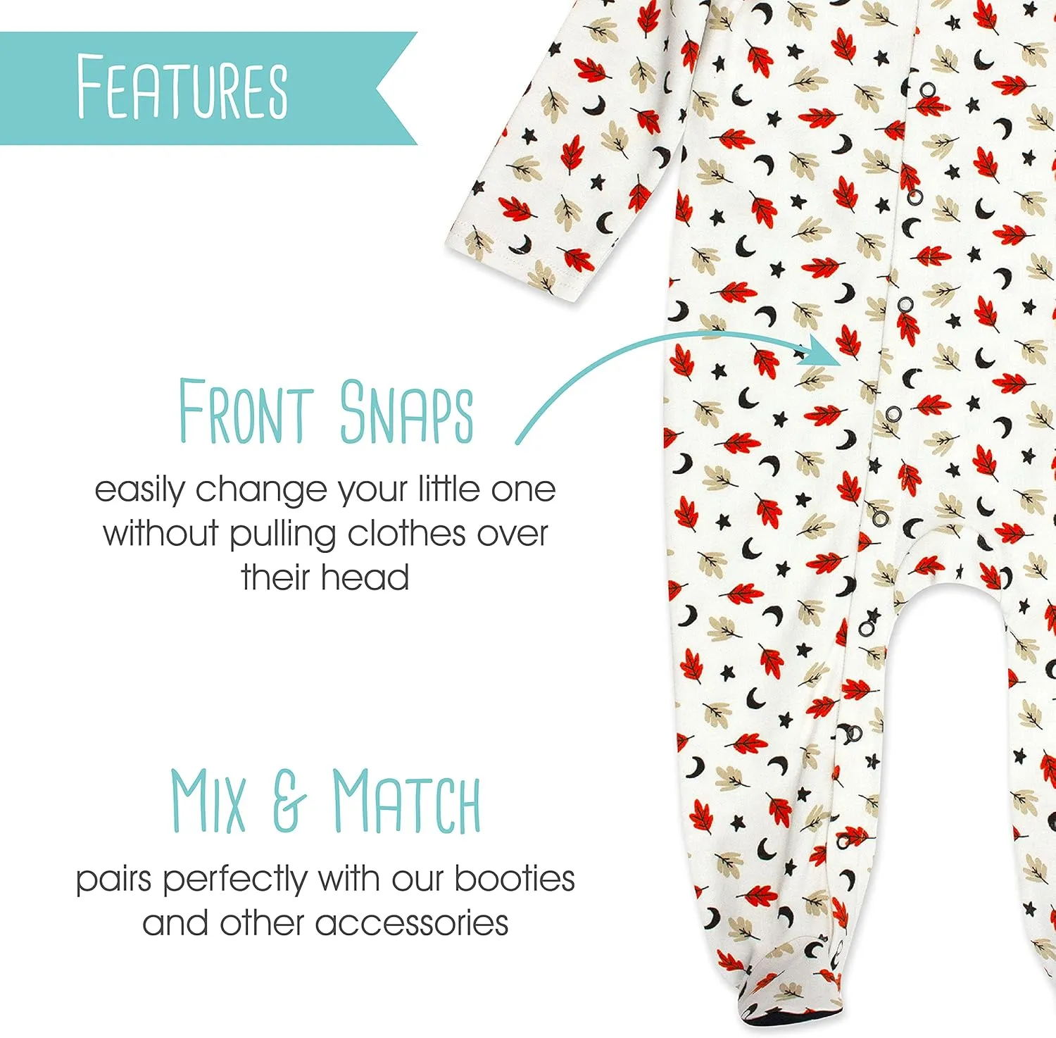 Zutano Baby Organic Cotton Footie Pajamas, Snap-Front Infant Pajamas