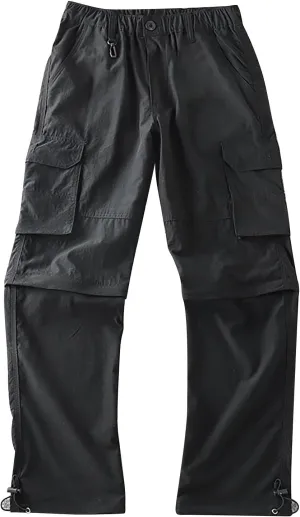 ZYXTIM Mens Hiking Cargo Pants Plus Size Convertible Zip Off Drawstring Pockets Lightweight Fishing Camping Tactical Pants