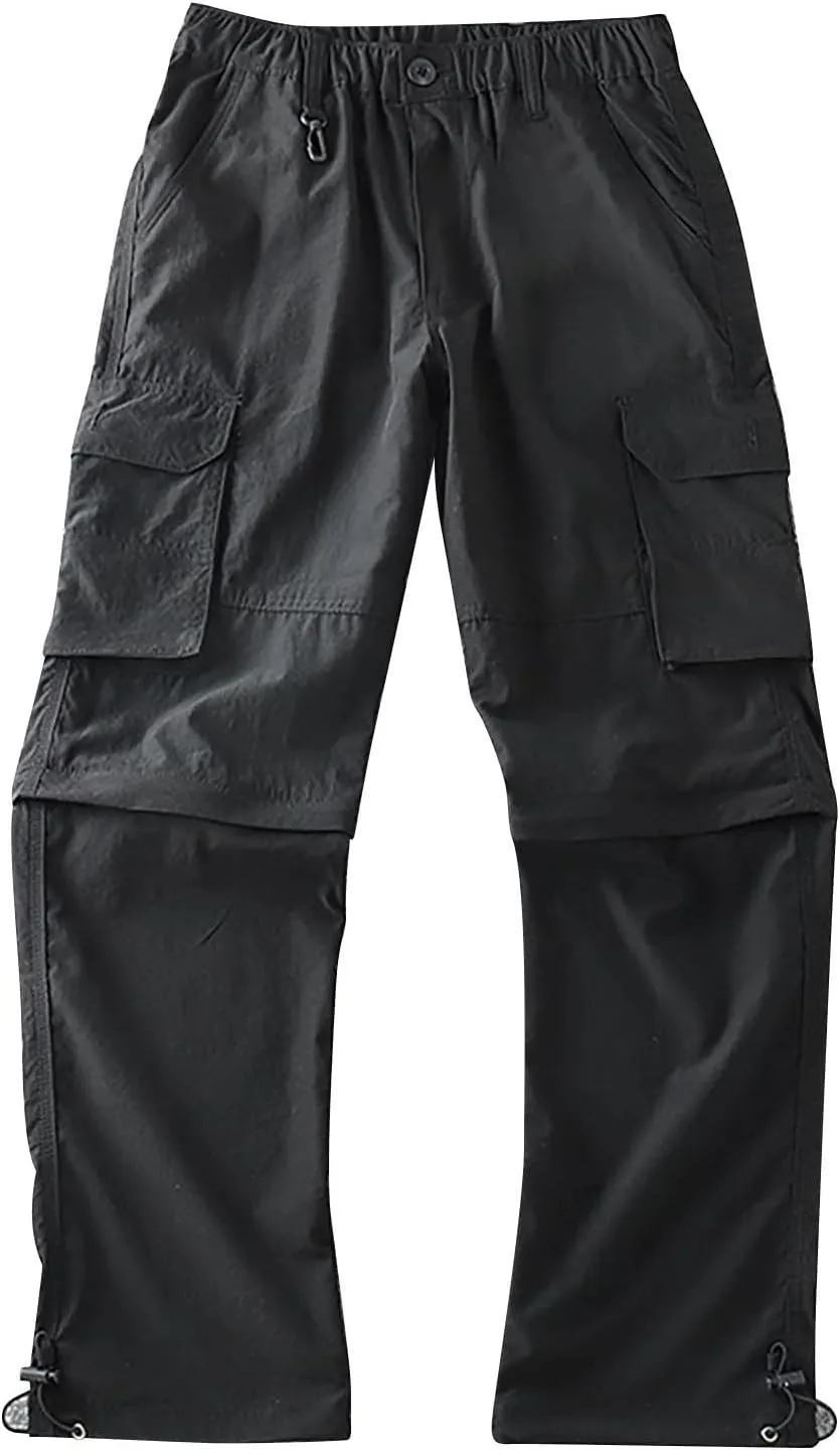 ZYXTIM Mens Hiking Cargo Pants Plus Size Convertible Zip Off Drawstring Pockets Lightweight Fishing Camping Tactical Pants